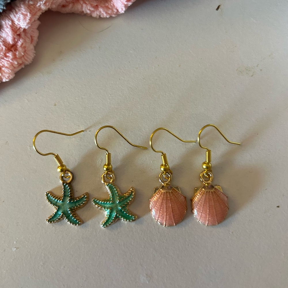 Starfish and Shell Earring Set